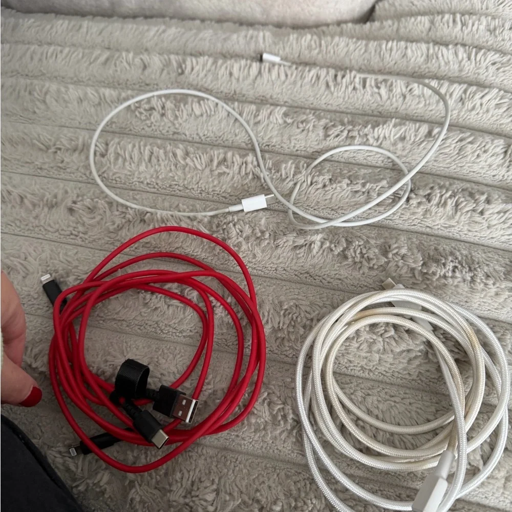 Universal Charging Cable Set - Red, White, and Silver